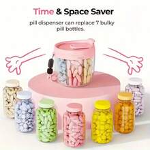 7-Compartment Transparent Portable Pill Box, Flip Lid Design + Portable Lanyard, Medicine Storage Sealed Bottle - View 3