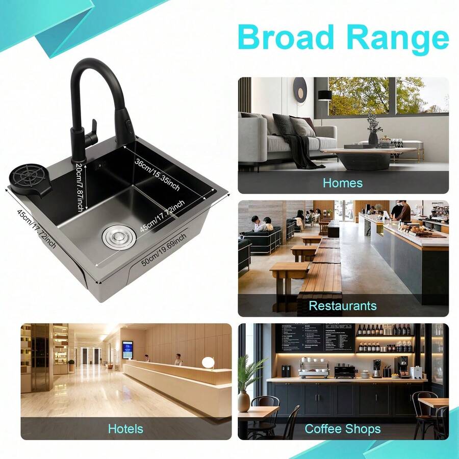HaroldDol Set of Freistehend Edelstahl Rechteckiges Küchenspülen, Küchenspülen Mit Auszugshahn, Multifunktionales Küchenspülen Mit Tassenspüler, Ablaufkorb Und Seifenspender Für Küchen, Restaurants, Cafés, Bars, Hotels, Gasthäuser, Milchtheigeschäfte, Dessertgeschäfte-Perfekt Für Zuhause, Büro Oder Reise Gebrauch, Geschenk, g Farbe: - A - Übersicht 1