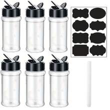 12pcs/16pcs Stoples Bumbu Plastik, 5.6oz (Sekitar 160g) Wadah Bumbu Persegi, Pengocok Garam dan Merica yang Dapat Digunakan Kembali dengan Tutup Kedap Udara, Label dan Pena, Cocok untuk Rempah-rempah, Bumbu, dan Bubuk - Hitam - View 2