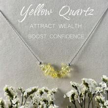 Colar de Contas de Pedra de Quartzo Amarelo Natural, Colar Minimalista de Pedra Natural da Sorte, Corrente de Clavícula Leve e Luxuosa para Uso Diário no Verão, Simbolizando Prosperidade e Suavidade. É o Presente Diário Perfeito para Mulheres. [A Cor e o Formato da Pedra Natural Podem Variar] - Amarelo - Visão 9
