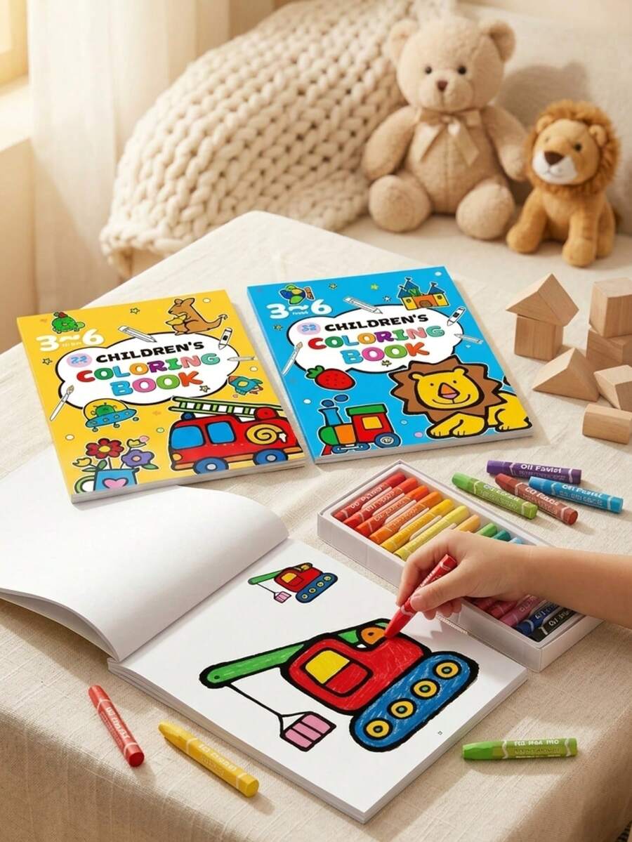 3-6歲兒童可愛動物與交通主題著色書：完美的早期教育、繪畫與學習活動書，適合男孩與女孩，理想的生日禮物！（32頁，平裝本）