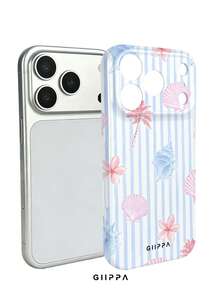 GIIPPA 1個淺藍色條紋背景海洋圖案設計手機殼，適用於Phone 17 Pro Max，相容於Phone 16 Pro Max、15 Pro Max、14 Pro Max，韓系高端時尚趣味手機殼，相容於11/12/13/14/15/16 Pro Max Plus，優雅設計男女皆宜，送女友的完美禮物，適合聖誕節、情人節、復活節、婚禮季和生日！ - 彩色 - 查看 2