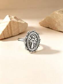 1pc Elegant Virgin Mary Ring Religious Faith Jewelry Dainty Band Stylish Back To School Accessory Daily Campus Wear Meaningful Gift For Teens Students - Virgin Mary Ring - View 8