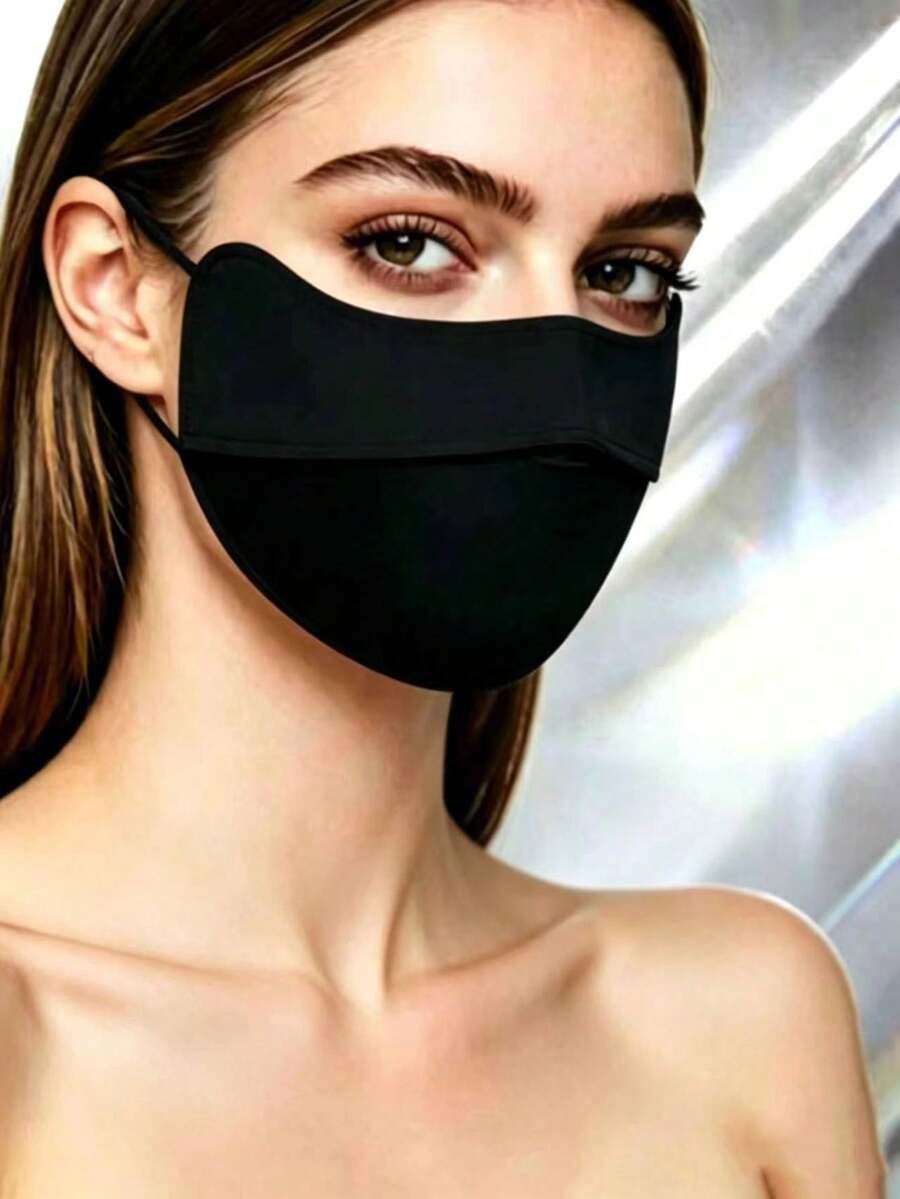 5件/1件 冰絲防紫外線面罩，3D透氣防曬口罩，輕盈涼爽，防眩光防曬，可水洗重複使用，適合男女戶外活動，如開車、騎單車、健行、日常通勤，時尚素色口罩 - 彩色 - 查看 1