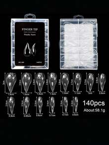 140pcs Short Cat Claw Nail Tips, Natural Curved Slender Double-Sided Nail Molds, 3D Eagle Claw Sculptural Acrylic Nail Art Mold, Reusable Full Coverage, 14 Sizes, Suitable For DIY Nails & Nail Salons - Clear - View 8