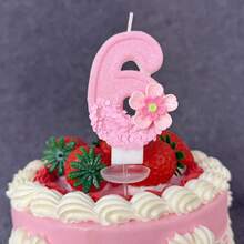 1pc Pure Pink Gradient Double Layer Flower Number Birthday Candle, Suitable For Birthday Party, Company Anniversary Celebration Theme Cake Decoration - View 4