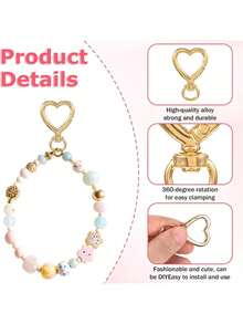 8/15pcs Heart-Shaped Keychain Clips With Spring Hooks, DIY Keychains, Suitable For Key Bags, Backpacks, Luggage Tags, Wallets And Handbag Accessories - One Size Fits All - View 6