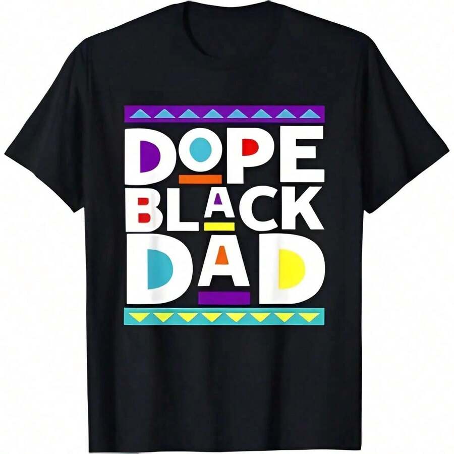 Camiseta 100% Algodón para Hombre, Regalo para Papá Negro, Regalo para el Día del Padre, Camiseta para Papá Afroamericano, Ropa de Moda Masculina - Negro - Ver 1