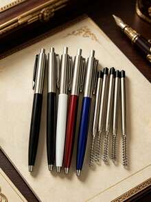 1/6/10 piezas Bolígrafos de metal, color aleatorio, bolígrafos de clic elegantes para negocios con recarga de tinta negra de 1.0mm, adecuados para profesionales de negocios, trabajadores de oficina, maestros, estudiantes y talla grande. También un regalo ideal para vacaciones, cumpleaños, graduaciones, nuevos empleos, agradecimiento corporativo y visitas a clientes. - Bolígrafo de metal - Ver 6