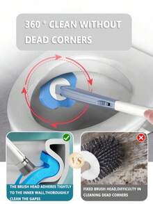 1 Set Elegant Gun Gray Bathroom Toilet Cleaning Kit With Disposable Replaceable Brush Head Toilet Cleaning System, Multi-Functional Bathroom Toilet Brush Set, Summer Bathroom Decor, Bathroom Cleaning Tools, Summer Pool Cleaning Tools - Multiple Styles - View 10