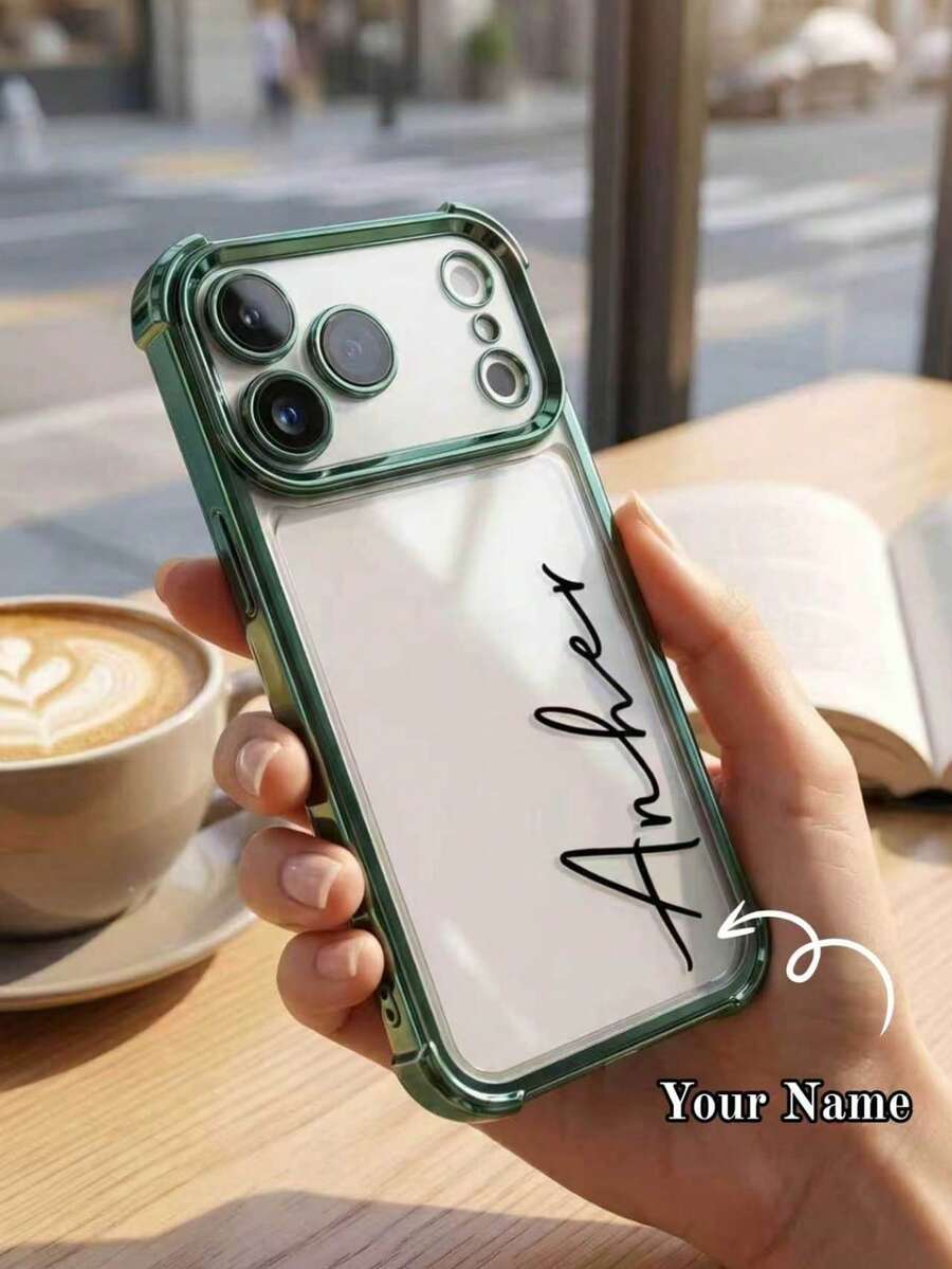 個性化客製手機殼，適用於 iPhone 11 12 13 14 15 16 17 Pro Max 17 Air，透明防震電鍍鏡頭膜相機保護，壓克力 + TPU 緩衝殼，適合聖誕禮物