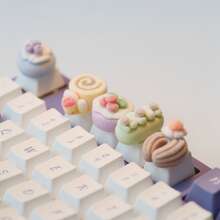 Cute 3D Macaron Color Artisan Keycaps, Suitable For Mechanical Keyboards, MX Cross Axis, Custom Keyboard Decoration, 1pc/5pcs - View 1