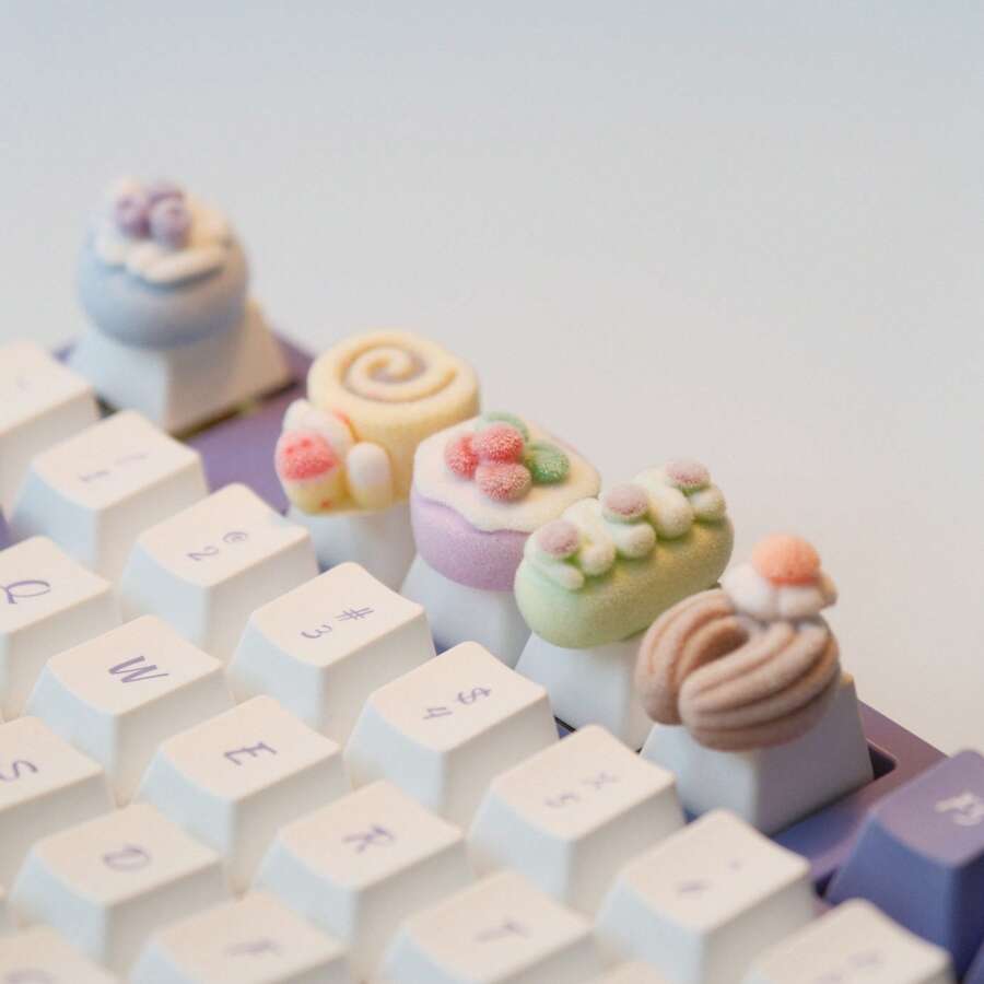 Cute 3D Macaron Color Artisan Keycaps, Suitable For Mechanical Keyboards, MX Cross Axis, Custom Keyboard Decoration, 1pc/5pcs - View 1