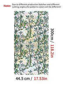 1 Roll Fresh Green Branch & Leaf Glass Film 44.5cm(17.5in) Wide, Rainbow Refraction Under Sunlight, Static Cling Glue-Free Privacy Window Sticker, UV Protection & Anti-Peeping, Removable Without Residue, Free Installation Tools, Suitable For Home, Office, School, Dorm - Spring Dawn - View 12
