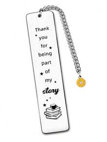 Stainless Steel Bookmark, "Thank You For Being Part Of My Story" Engraved Metal Bookmark With Book Charm Chain, Teacher Appreciation Gift - Multicolor - View 17