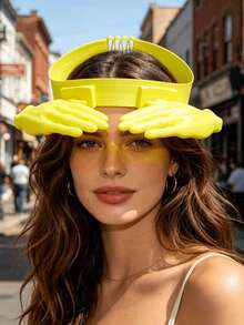 A Creative And Funny Hand Palm-Shaped Sun Hat With An Open Top, A Fun Hand Palm Hair Accessory Design, A Summer Outdoor Hollow Cool Artifact, A Must-Have For Personalized And Funny Photos, A Fashionable And Versatile Accessory - Multicolor - View 4
