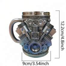 V8 V6 Motor Edelstahlbecher für Autofans – Vatertag/Valentinstag/Weihnachten, Handwäsche, Cooles Paargeschenk - Silber - Übersicht 2