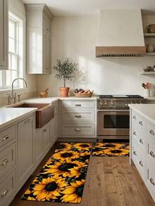1pc Sunflower Pattern Diatom Mud Bath Mat, Room Decor, Indoor Door Mat, Bathroom Floor Mat, Kitchen Mat, Absorbent & Quick-Drying, Wear-Resistant, Trimmable, Washable Carpet, Home Decor - Multicolor - View 3