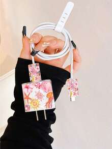Marine Life, Cute Sea Turtle Pattern, Charger Data Cable Protective Cover, Compatible With Apple 20W Charger, Simple Apple Charger Protective Case, Compatible With 20W Phone 15/16 Pro Max Charging Cable Protector, Anti-Scratch, Anti-Bite, Suitable For 13/14 Plus - Orange Ocean - View 7