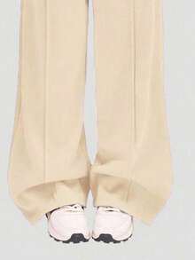 Youth Girl Cartoon Print Round Neck Long Sleeve Top And Pants - Apricot - View 5