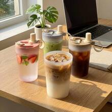 Portable Water Bottle With Tea Strainer & Straw, Plastic Drinking Bottle For Milk Coffee Tea, 400ML Transparent Tumbler, Reusable Beverage Water Cup, Leak-Proof Drinkware, Suitable For Student & Adult, Use In School, Office, Camping, Picnic, Travel - Multicolor - View 2