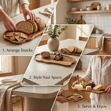 1pc Multifunctional Wooden Tray, Cheese Board, Dessert And Steak Plate, Japanese Style Tray, Suitable For Home, Cafe, Restaurant And Holiday Party - View 9