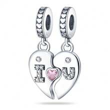 1 pièce pendentif en argent sterling S925 blanc phosphorescent, rose, aile, étoile, lune, ange, nœud, flèche, cœur, LOVE, compagnon, patte mignonne, pied, feu, énergie, convient pour bracelet original, collier, porte-clés, fabrication de pendentif DIY, cadeau pour femme, convient pour anniversaire, fête, cadeau de vacances - Rose bonbon - Voir 14
