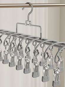 1PC Double-Layer Clip Hanger For Home Use; Suitable For Drying Items Like Underwear, Socks, And Towels; Functions As A Space-Saving, Multifunctional Drying Rack And Wardrobe Organizer Accessory; Ideal For Homes, Bedrooms, And Balconies. - Multicolor - View 7