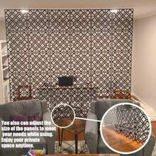 12 Pcs PVC Hanging Room Divider, Thick Decorative Flower Design Room Divider Partitions Panel Screen For Decorating Bedroom Dining Kitchen Office Studio Restaurant Hotel Decor - Black - View 5