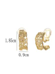 1 Pair Fashionable New Zirconia C-Shaped Mesh Copper Earrings For Women, No Piercing Ear Clips, Elegant Elegant Jewelry, Suitable For Daily Wear And Holiday Gifts - Ear Clip - View 2