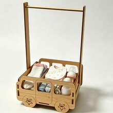 木製手提收納籃 28x17x12cm 整理盒 適用於嬰兒襪子、桌面小物品、育嬰室、臥室收納 編織鄉村風裝飾家居收納方案 - 杏色 - 查看 3
