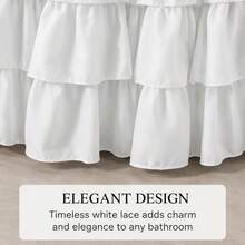 COSENNATUR 1 Set, Fashionable High-End White Ruffle Lace Shower Curtain, 71"X71" Universal Size, Comes With 12 Shower Curtain Hooks, Exquisite Multi-Layer Ruffle Design, Hand-Sewn, Soft And Durable, Made Of Polyester, Machine Washable, Modern Home Bathroom Decor, Suitable For Bathroom, Living Room Partition And Outdoor Patio - White - View 3