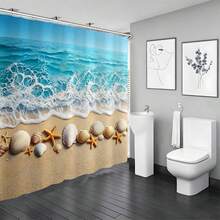 1件多尺寸海貝殼印花浴簾，適合浴室裝飾，易清潔，精緻居家裝飾與實用家居禮品，附12個塑膠掛鉤 - 彩色 - 查看 1