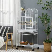 PawHut 55" Large Parrot Cage With Toy Hooks Above Top Bird Perch, Tray, Food Cups, Rolling Stand, Bird Cage For Cockatiels, Parakeets, Lovebirds-XY865865 - Default - View 2