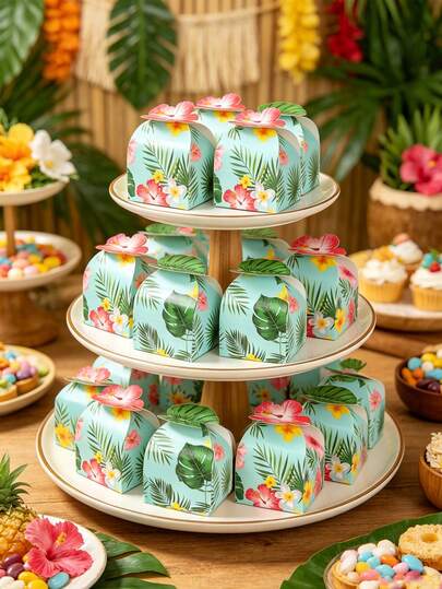 12 pièces Boîtes à bonbons fleurs hawaïennes, bonbons feuilles de palmier tropicales hibiscus, célébration thème hawaïen et aloha, sacs cadeaux, faveurs de mariage, baby shower, fête d'anniversaire, anniversaire à la plage et fête à la piscine, décoration de table de fête hawaïenne tropicale, décoration hawaïenne, cadeau hawaïen, décoration d'été, cadeau d'été, faveur de fête