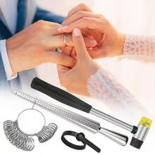 KLONKEE Jewelry Measuring Tool Kit, Including Metal Ring Mandrel, Alloy Ring Size Measuring Instrument, Men's And Women's Jewelry Making And Repair Tools With Rubber Hammer, Ring Size Gauge And Polishing Cloth, And Reusable Ring Measuring Strap. - Jewelry Measuring Tools - View 7