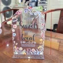 1pc Elegant Floral Wedding Sign - Curved Tabletop Decor With "Please Take One" Text, Pastel Floral Pattern (Pink, Yellow, Green) - Lightweight Acrylic Wedding Party Decoration, Suitable For Welcoming Reception, Bridal Shower, Anniversary - Easy To Install - D - View 6