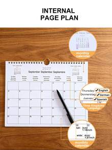 1pc Minimalist 2027 New Year Calendar, Hanging Calendar, Desk Calendar, Monthly Planner, Suitable For Home, Portable Office Planner Time Management Daily Use, Schedule Organizer - New Year Schedule Organizer - Christmas - Halloween Gift - New Year Gift - Multicolor - View 3