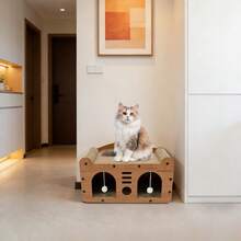 YUNRUX 2-In-1 Cat House With Cat Bed, Scratching Board And Play Balls (2 Plush Balls) - 1PC - 查看 9