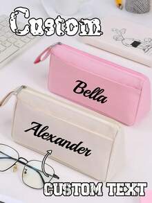 Customizable Text Pencil Case, Personalized Handheld Pencil Pouch, Large Capacity Pencil Storage Bag, Suitable For Students And Teachers, School Supplies, Gift For Classmates - Multicolor - View 4