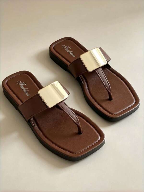 Women's New Fashion T-Strap Flip Flops, Women's Flat Plastic Flip Flop Sandals, Brown Sandals, Women's T-Strap Flip Flops, Women's Sandals, Elegant Women's Sandals, Beach Shoes, Vacation Shoes, Slide Sandals, Toe-Post Sandals, Ring-Strap Sandals, Fashion Women's Sandals, Plastic Slippers, Flat Sandals