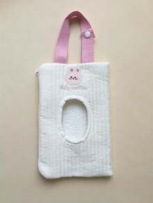 2pcs/1pc Letter Bear & Rabbit Cartoon Cute Embroidered Tissue Storage Handbag, Car Wet Wipe Pouch, Pull-Out Portable Hand-Carry Storage Bag - Multicolor - View 13