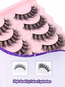 10 Pairs Explosive Messy Style False Eyelashes, 5D Layered Dimensionality, Natural Thick Cross-Over False Eyelashes - Black - View 3