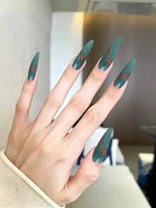 Tiebeauty 6件組亮片金屬曲線美甲貼紙，平滑動態線條，適用於自然指甲與全包甲片，無需手繪，適合日常通勤、約會、度假等場合 - 彩色 - 查看 3