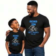 Matching T-Shirts For Father And Son. A Thoughtful Gift For Father's Day And Family Occasions. - 黑色 - 查看 5