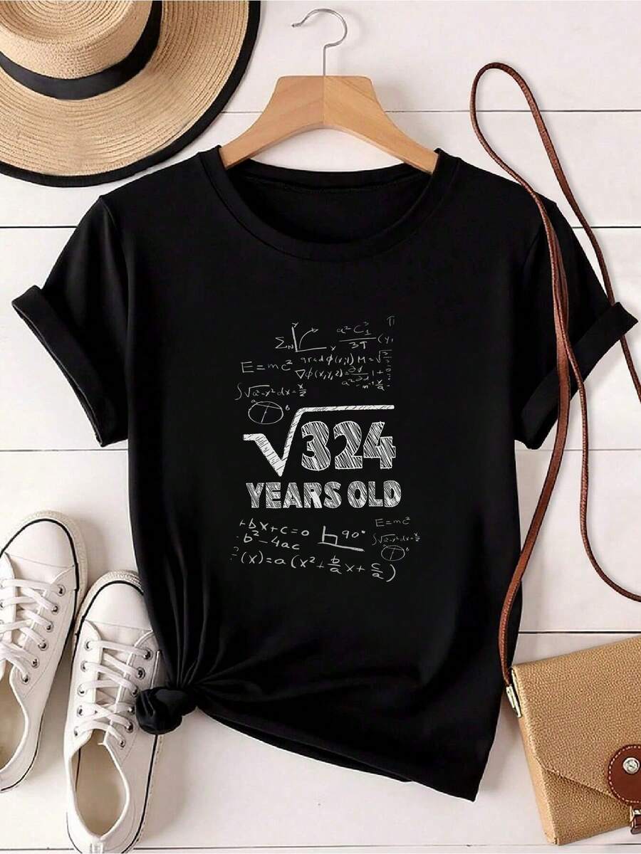 Damen-T-Shirt mit Aufdruck "18. Geburtstag" für 18-Jährige Geeks, lustiges Mathe-T-Shirt aus Baumwolle für Männer - Schwarz - Übersicht 1