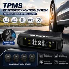 Solarbetriebenes TPMS-Reifendruckkontrollsystem mit 4 Reifensensoren, Digitales Reifendruck- und Temperaturüberwachungssystem für Fahrzeuge, Geeignet für interne und externe Sensoren - Solar-Reifendruckkontrollsystem - Übersicht 1