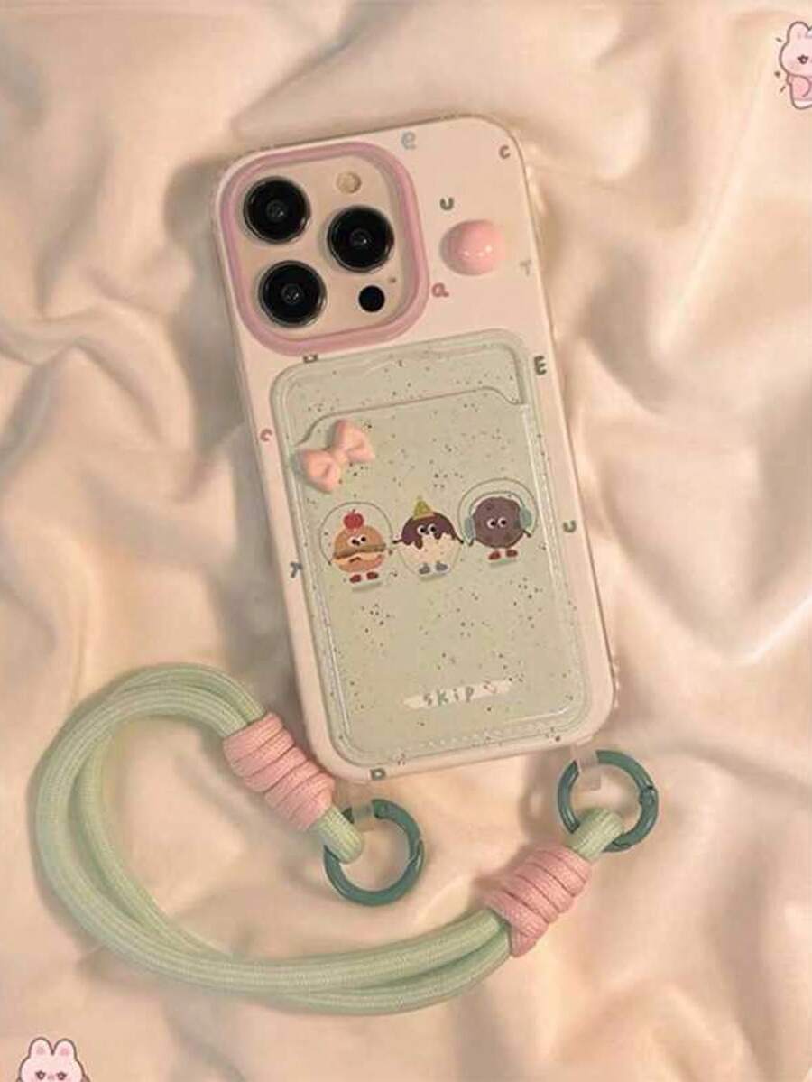 SANRIO 奢華掛繩卡套手機殼,防震掛繩卡套,高端手機殼,彩色3D花朵掛繩卡套手機殼,相容Apple,適用於 16 Pro Max/ 15 Pro Max,新款11、12,創意12、11防摔,14 Pro/13保護殼,適用於 17 Pro Max/17/Pro/17 Plus/17,夏季風格,春季禮物,生日禮物,週年紀念 - 多色漢堡 - 查看 1