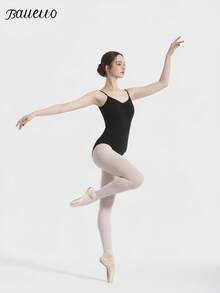 balletto Adjustable Strap Gymnastics Leotard Camisole, Backless Design For Art Students, Adult Women's Spaghetti Strap High-Cut Body Suit Sports Black Fall - Black - View 3