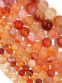1 Strand Orange Sunstone Beads 4/6/8/10mm Round Gemstone Beads Suitable For Jewelry Making DIY Bracelet Necklace Accessories. - Orange - View 8